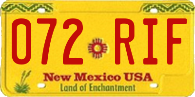 NM license plate 072RIF