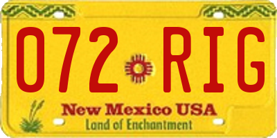 NM license plate 072RIG