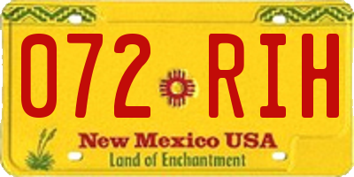 NM license plate 072RIH