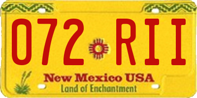 NM license plate 072RII