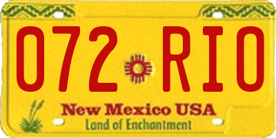 NM license plate 072RIO
