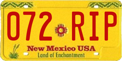 NM license plate 072RIP