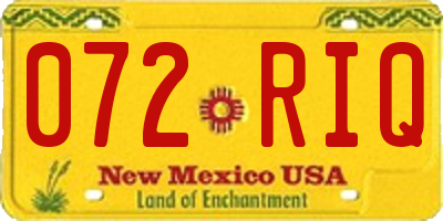 NM license plate 072RIQ