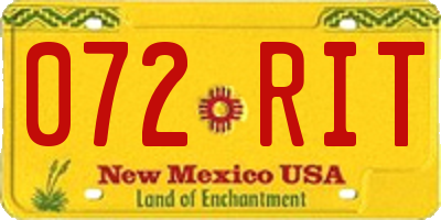 NM license plate 072RIT
