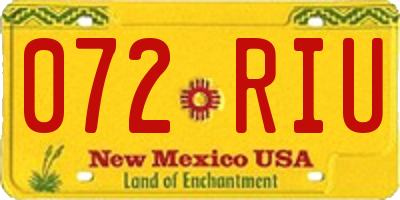 NM license plate 072RIU