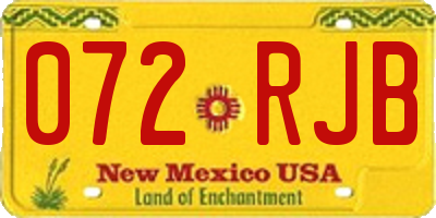 NM license plate 072RJB