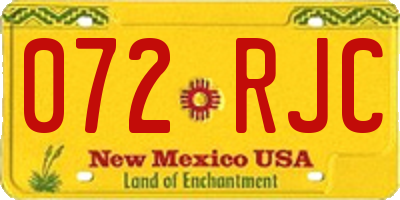 NM license plate 072RJC