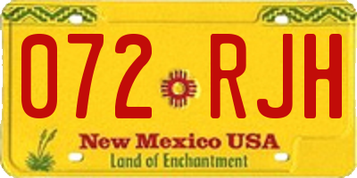 NM license plate 072RJH