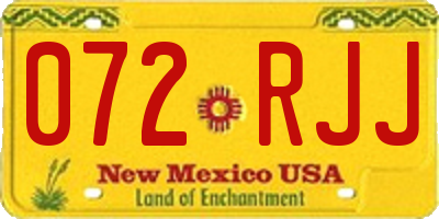 NM license plate 072RJJ