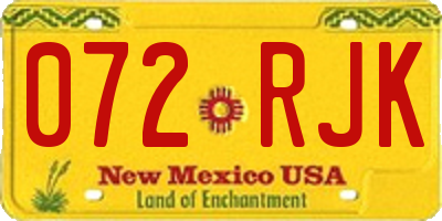 NM license plate 072RJK
