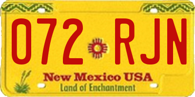 NM license plate 072RJN