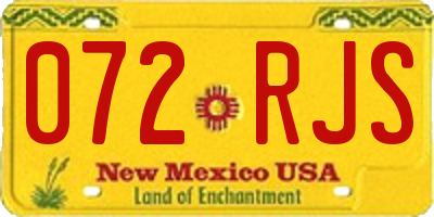 NM license plate 072RJS