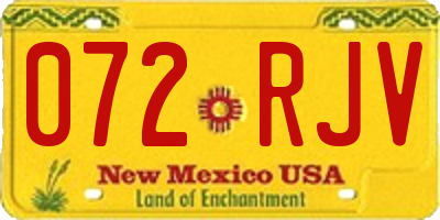 NM license plate 072RJV