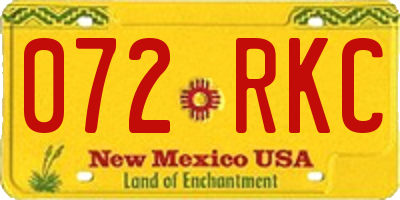 NM license plate 072RKC