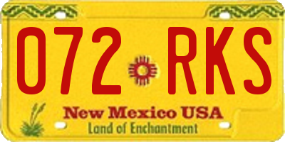 NM license plate 072RKS