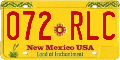 NM license plate 072RLC