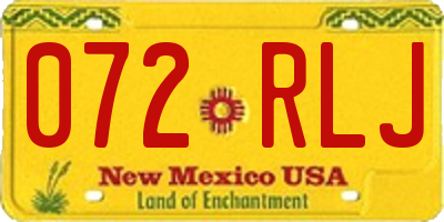 NM license plate 072RLJ