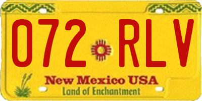 NM license plate 072RLV