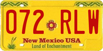 NM license plate 072RLW
