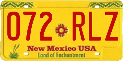 NM license plate 072RLZ