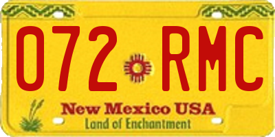 NM license plate 072RMC