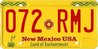 NM license plate 072RMJ