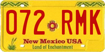 NM license plate 072RMK