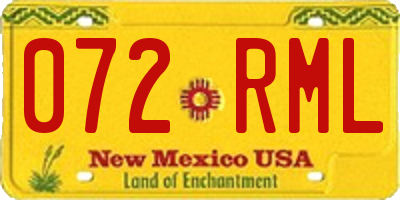 NM license plate 072RML