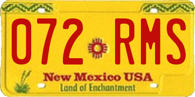 NM license plate 072RMS