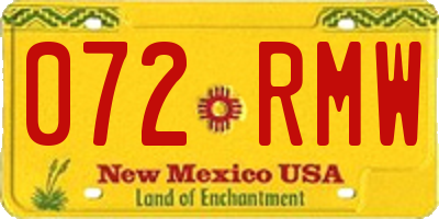 NM license plate 072RMW
