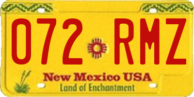 NM license plate 072RMZ