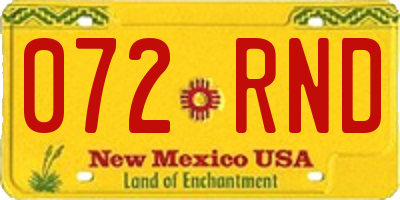 NM license plate 072RND