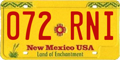 NM license plate 072RNI
