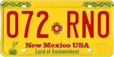 NM license plate 072RNO