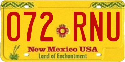 NM license plate 072RNU