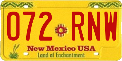 NM license plate 072RNW