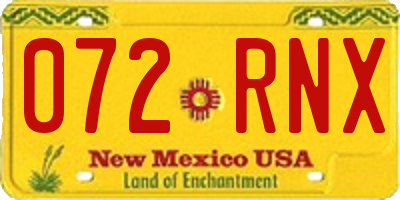 NM license plate 072RNX