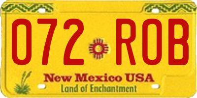 NM license plate 072ROB
