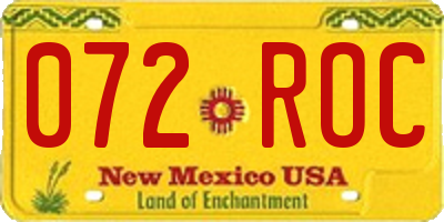 NM license plate 072ROC
