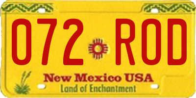 NM license plate 072ROD