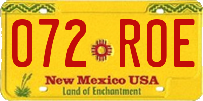 NM license plate 072ROE