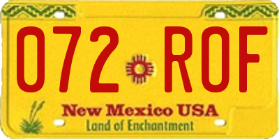 NM license plate 072ROF