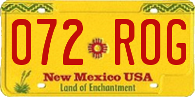 NM license plate 072ROG