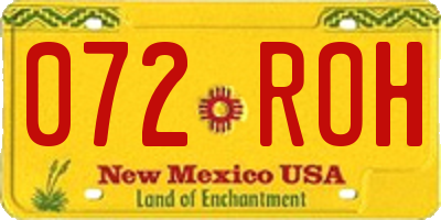 NM license plate 072ROH