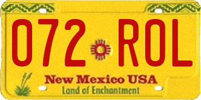 NM license plate 072ROL