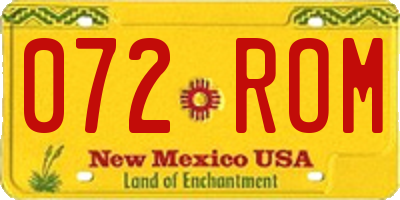 NM license plate 072ROM