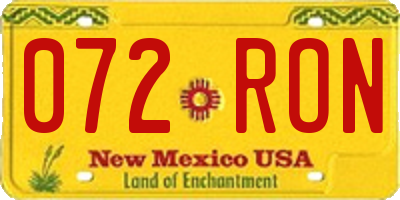 NM license plate 072RON