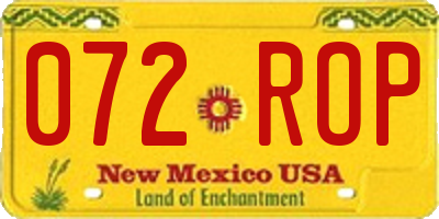 NM license plate 072ROP