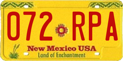 NM license plate 072RPA
