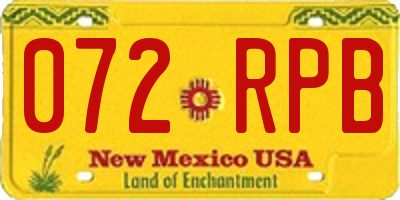 NM license plate 072RPB